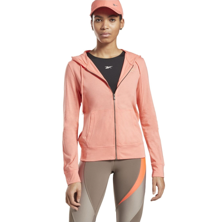 Reebok Womens Identity Hoodie Sweatshirt, Pink, Small