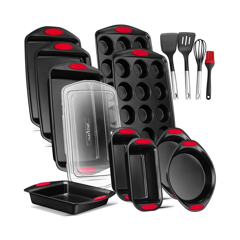 NutriChef 15-Piece Baking Pan Set - PFOA, PFOS, PTFE Free Flexible Nonstick B...